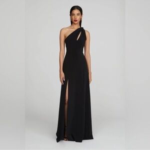 NWT HALSTON Navi Luxe Stretch Crepe Gown Black Dress Women's Size 12 $595